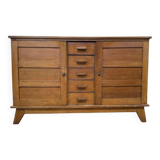 Buffet en enfilade René Gabriel en chêne 1950