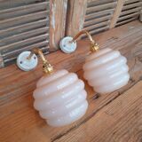 Blown glass swan neck wall lights