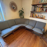 Vintage Scandinavian bench – Karl Sørlie & Sønner – restored, fabric