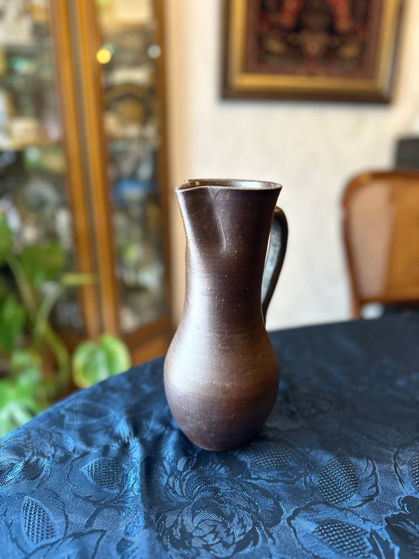 Glazed terracotta pitcher stamped jean dubost