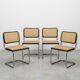 Set of 4 black Cesca B32 chairs by Marcel Breuer, Italy, 1980s.