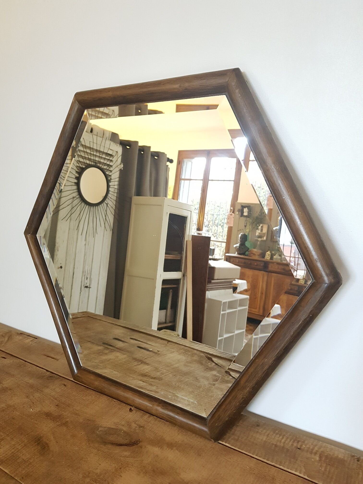 Vintage hexagonal mirror 1970 78x68 cm