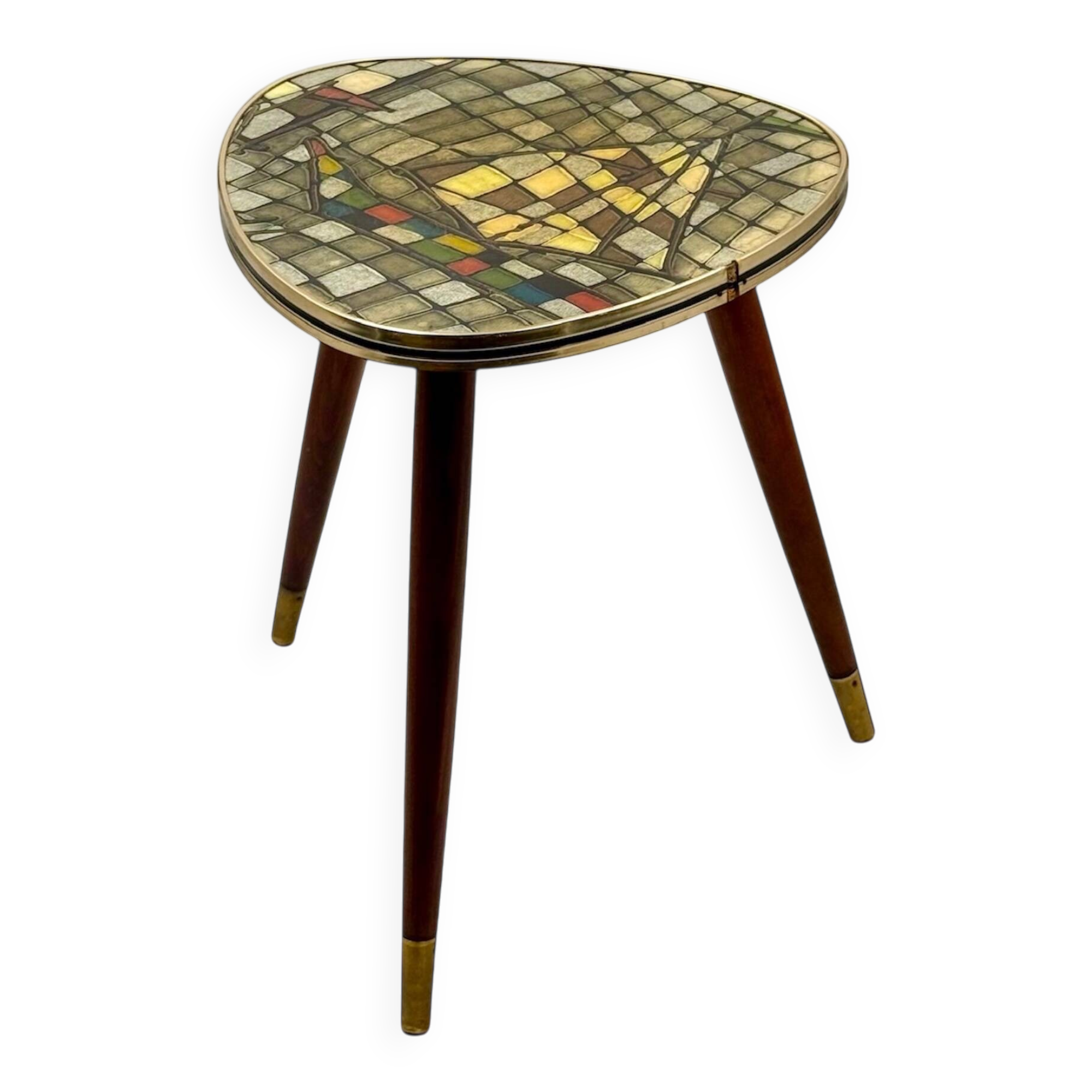 Petite table tripode italienne années 50 plateau mosaïque