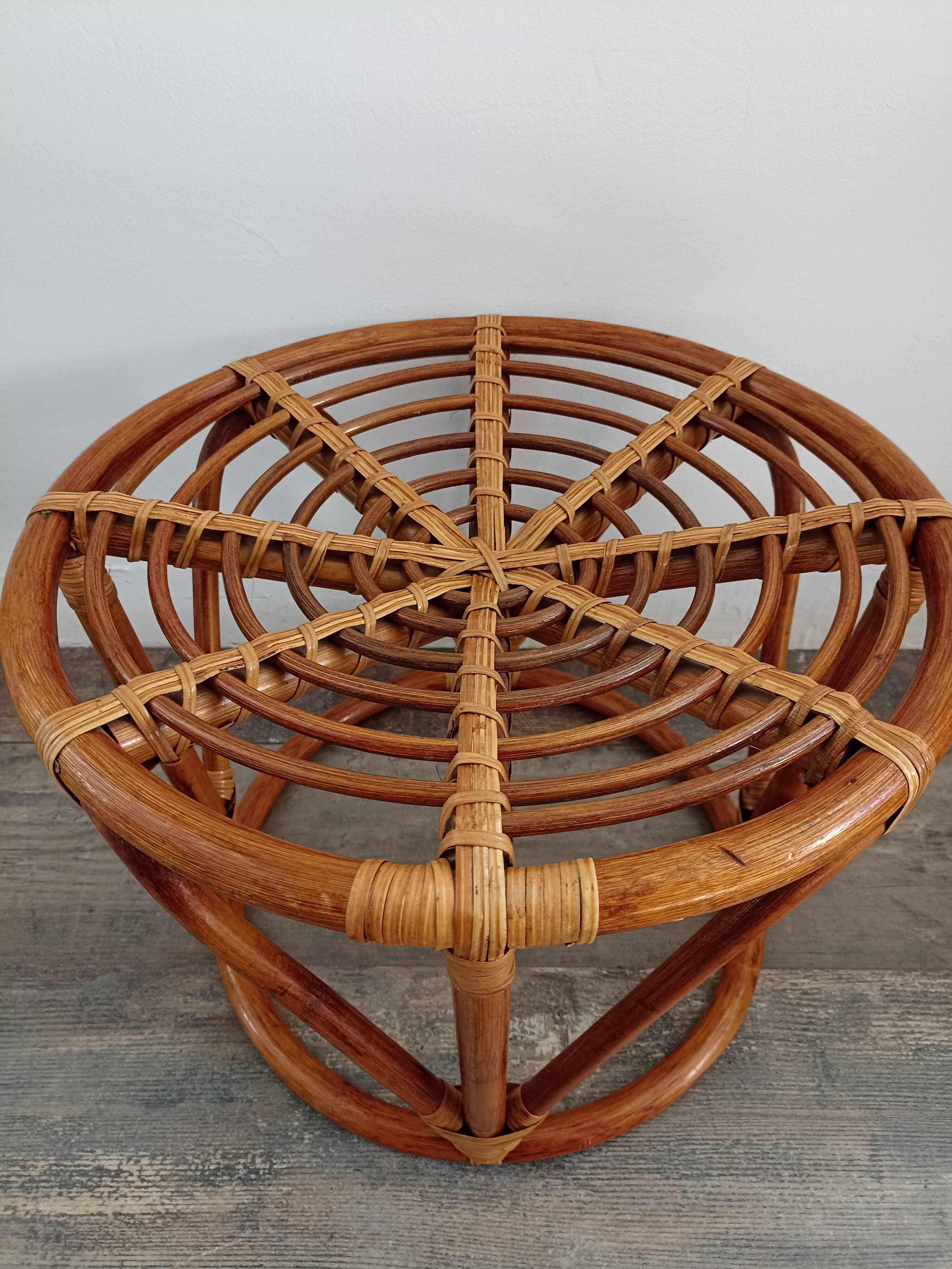 Pouf bambou vintage