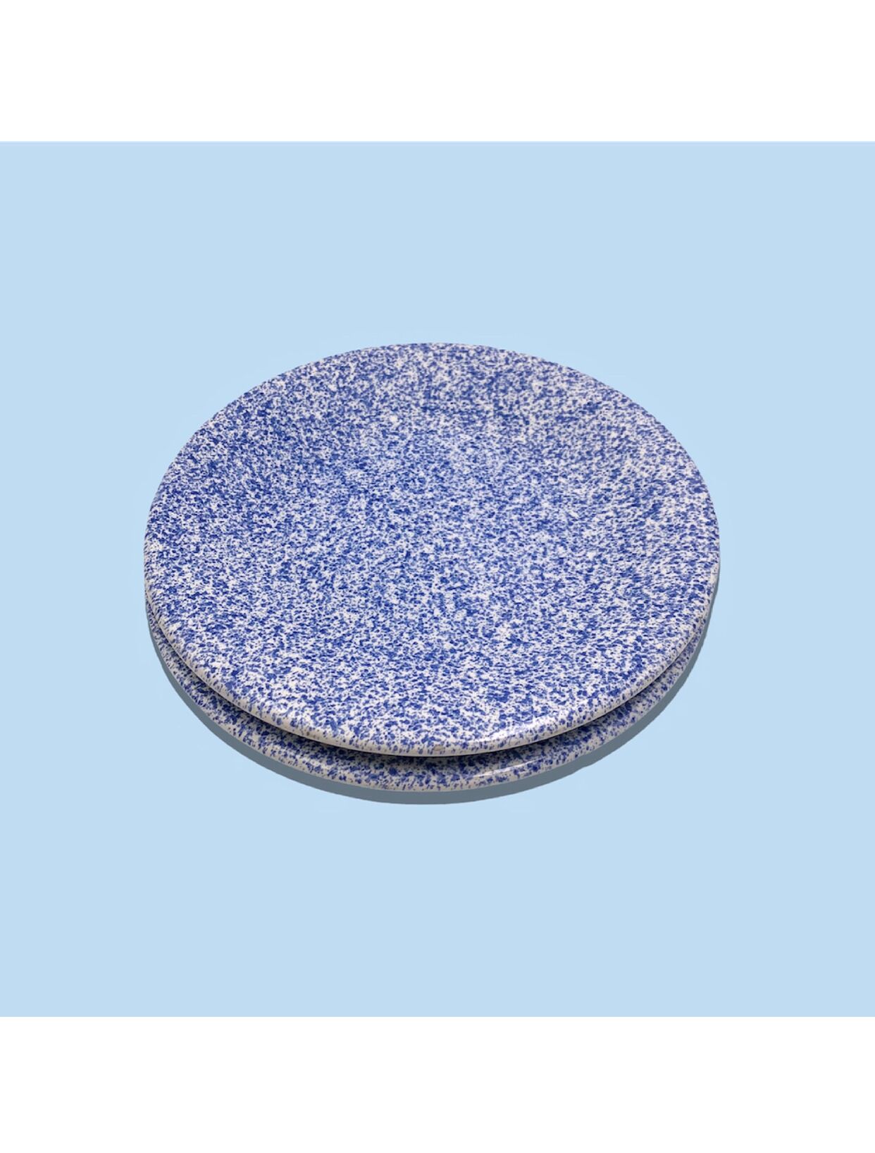 Two blue speckled plates