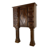 Stipo Monetiere, Piedmont 17th century cabinet with 8 drawers, in walnut, Italy