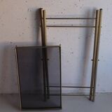 Serving tray, vintage serving tray in smoked glass and gold metal