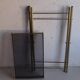 Serving tray, vintage serving tray in smoked glass and gold metal