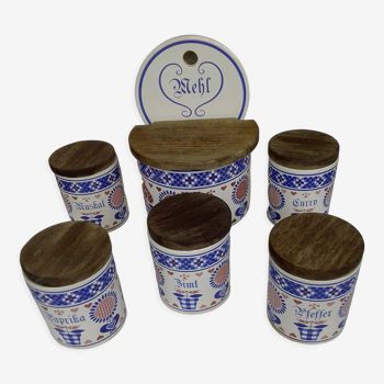 Spice jars + ceramic flour box W Germany