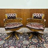 Set English Chesterfield Captain Chairs red Office chair