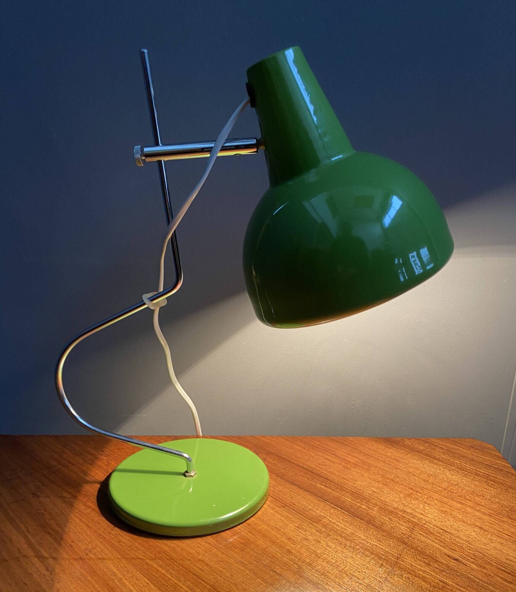 Green metal table lamp by Josef Hurka for Lidokov 1960s