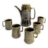 Service à café, thé, 1 verseuse et 5 tasses en porcelaine de Furnivals, made in England