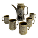 Furnivals porcelain coffee pot and 5 cup set, Made in England