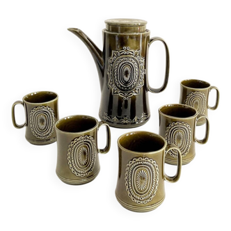 Service à café, thé, 1 verseuse et 5 tasses en porcelaine de Furnivals, made in England