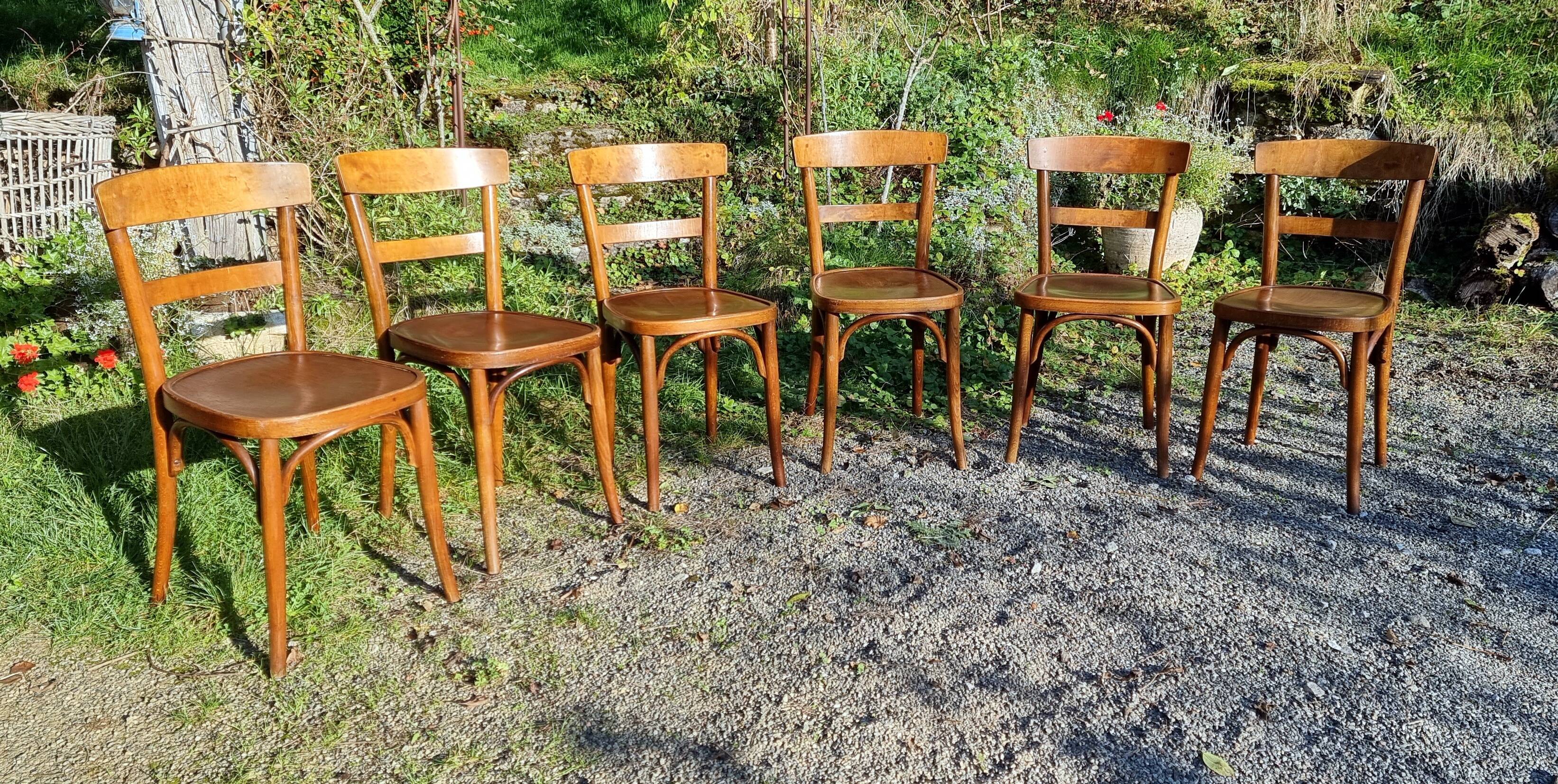 Lot of 6 Horgen-Glaris bistro chairs from the 40s