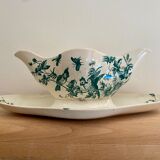 Saucière ancienne en terre de fer, modèle Mignon de Longwy