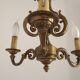 French Vintage Bronze Art Nouveau Style 3-Light 3-Sided Cage Chandelier