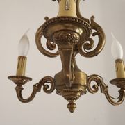 French Vintage Bronze Art Nouveau Style 3-Light 3-Sided Cage Chandelier