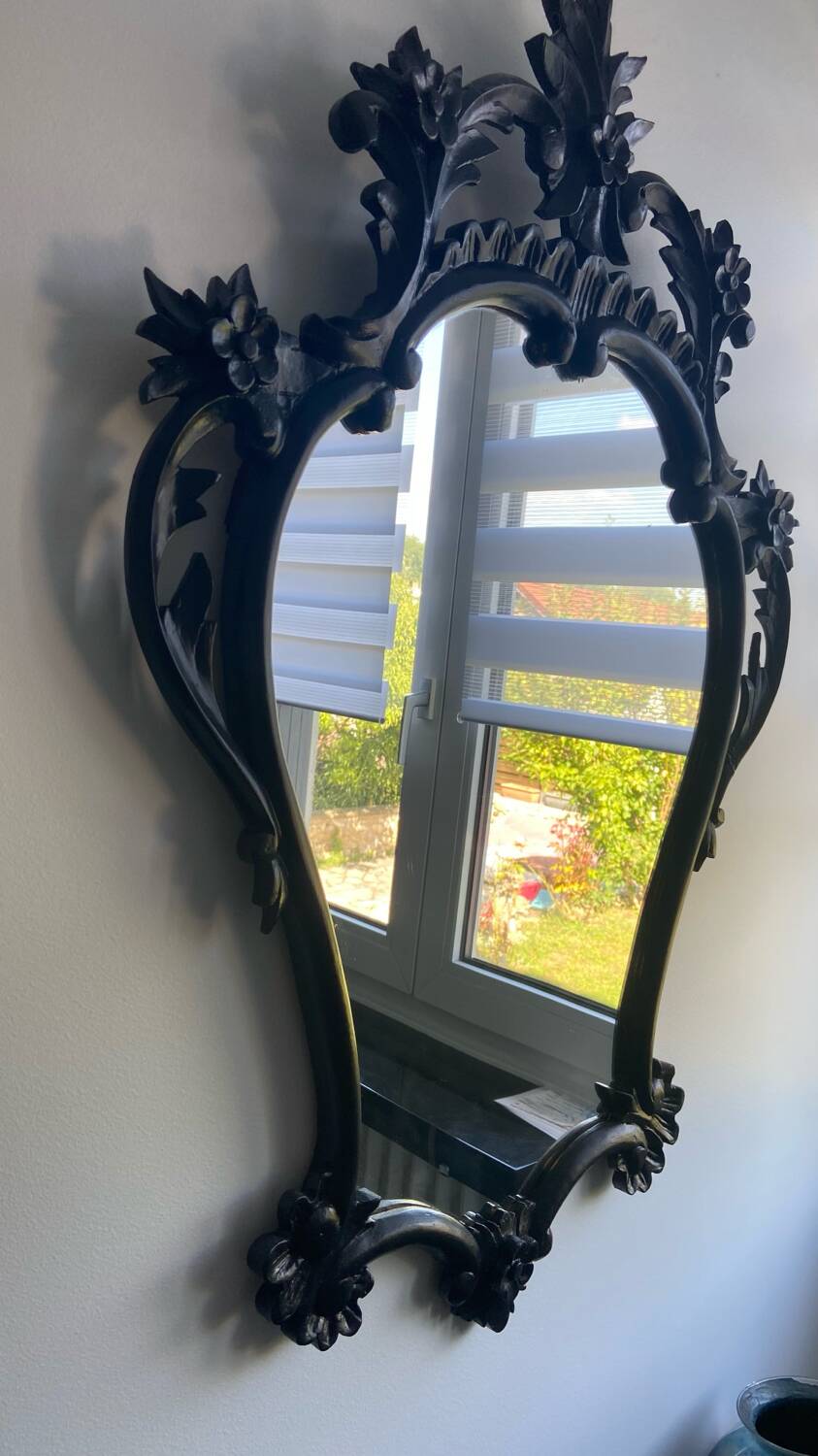 Black wood mirror