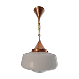 Old copper and opaline chandelier