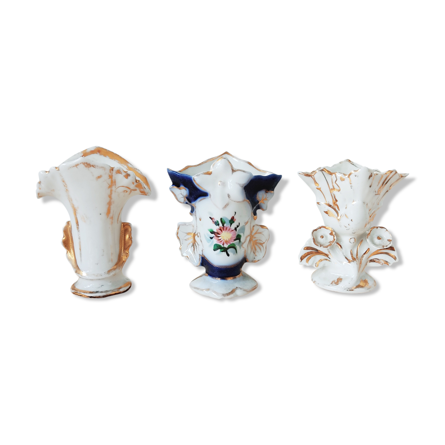 Ensemble de 3 vases cornets, vases de marié