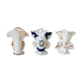 Set of 3 cone vases, groom's vases