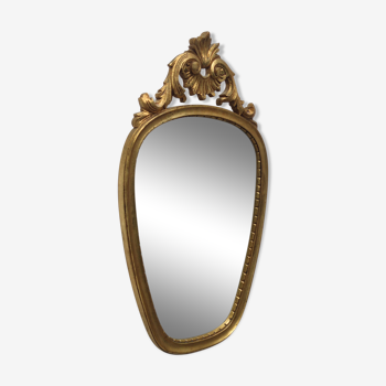 Mirror gold medallion with leaf