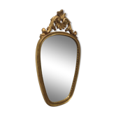 Mirror gold medallion with leaf