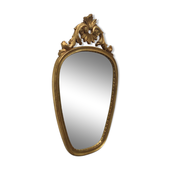 Mirror gold medallion with leaf