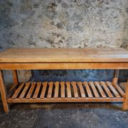 Old French baker's table – kitchen island / work table in solid chestnut with drawers.
