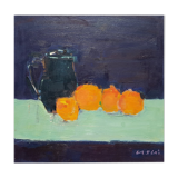 Nagao Usui painting: "Still life with pitcher and oranges"