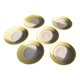 6 flat plates Orchies Moulin des loups jaunes with black edging