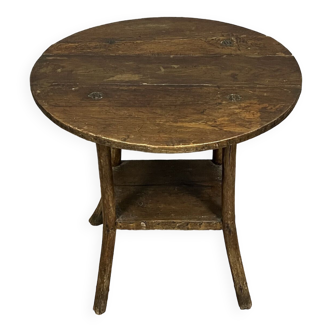 Table brutaliste en bois massif et bois courbé vers 1940