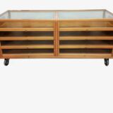 Beech and glass showcase 70s