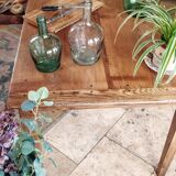 Solid oak farmhouse table with two-plank top