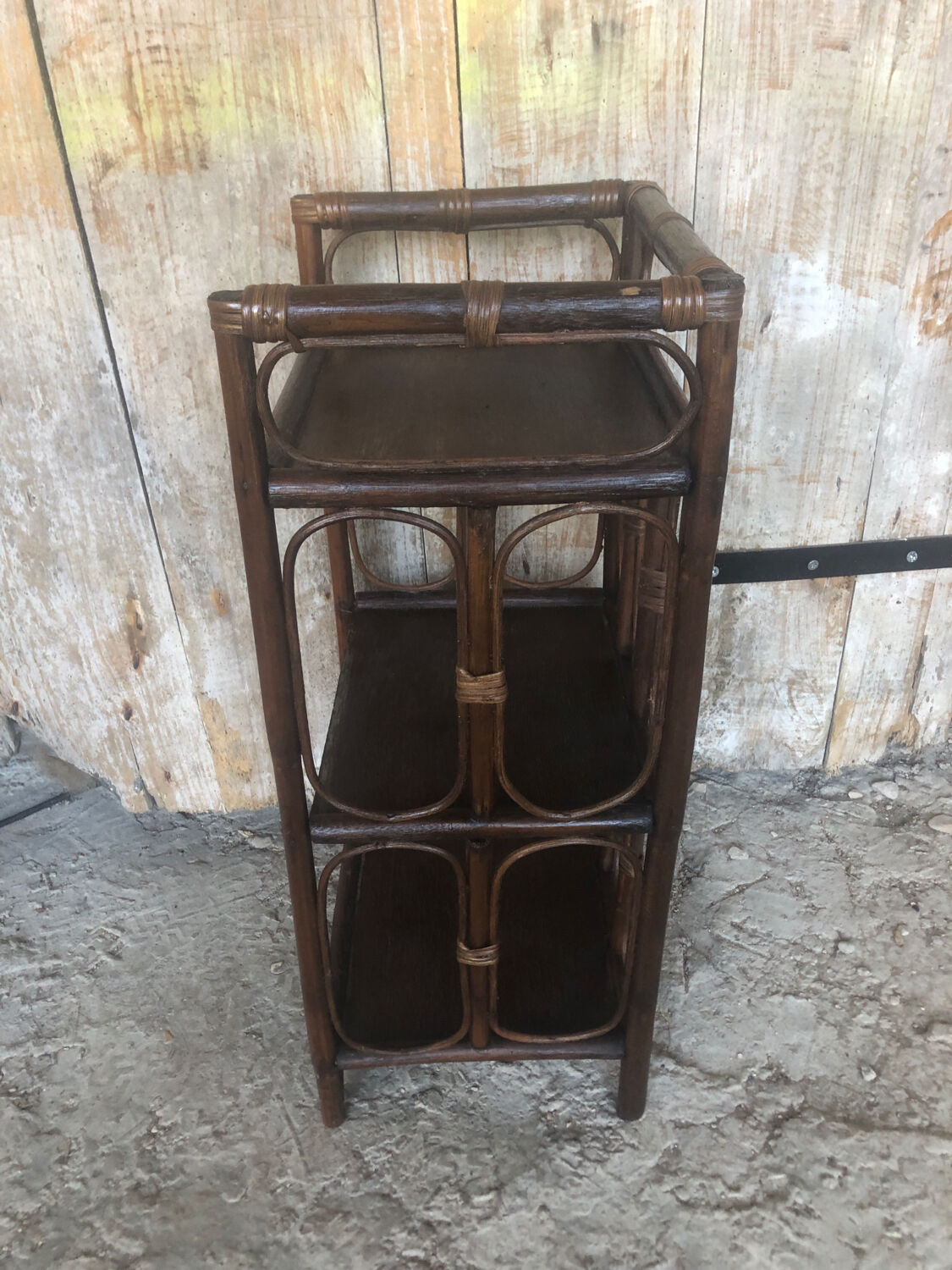 Vintage rattan shelving accent cabinet