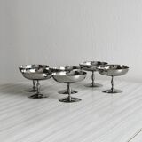 6 matte stainless steel footed bowls