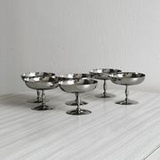 6 matte stainless steel footed bowls