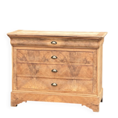 Grande commode ancienne en bois brut - 4 tiroirs 