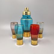 1960s gorgeous cocktail shaker set with four glasses in crystal