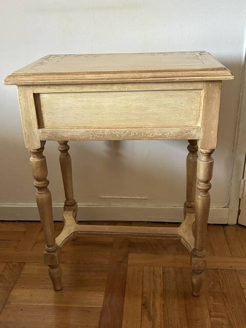 exotic wood console with a drawer