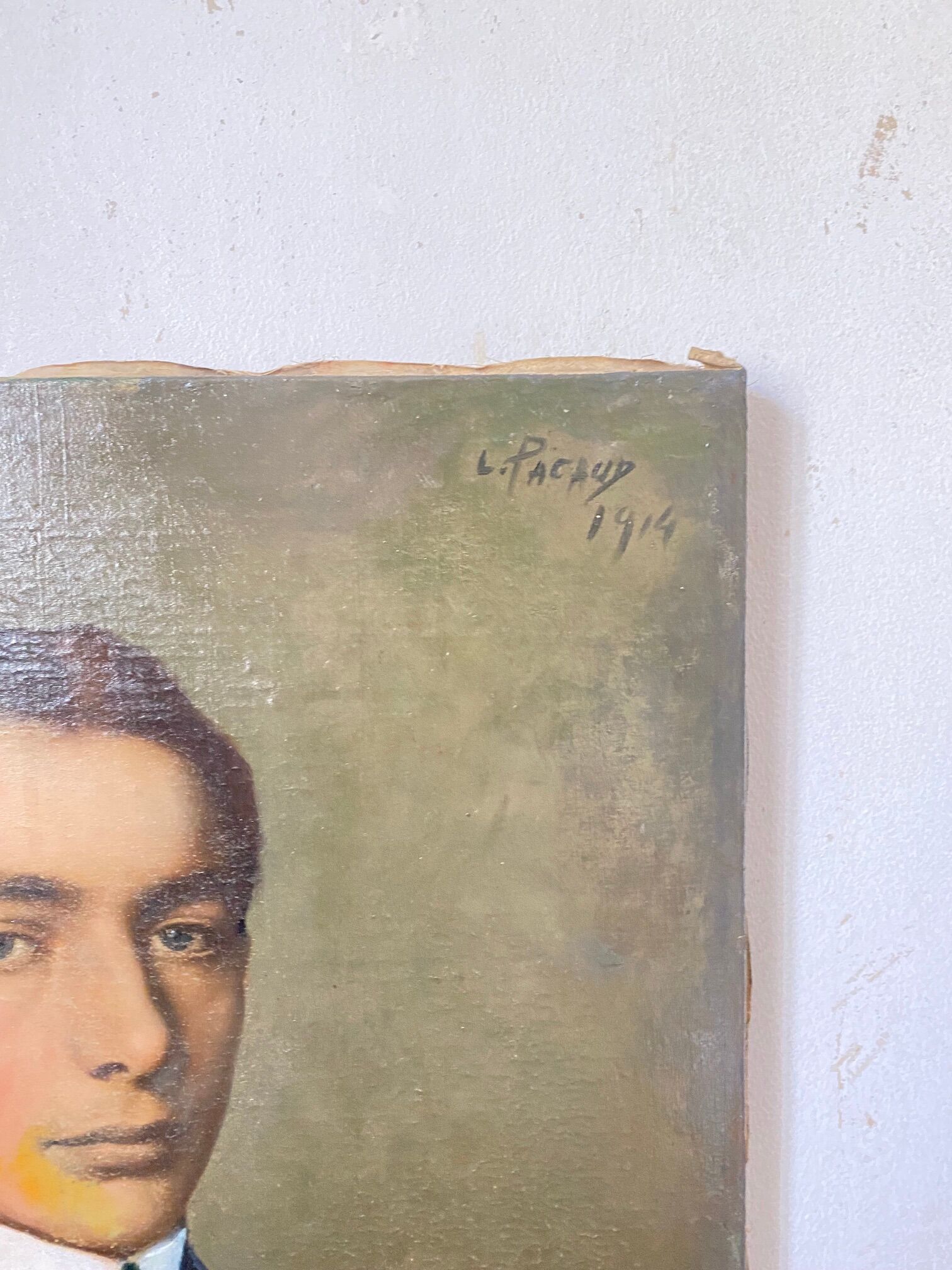 Portraits of young people oil on canvas signed 1914