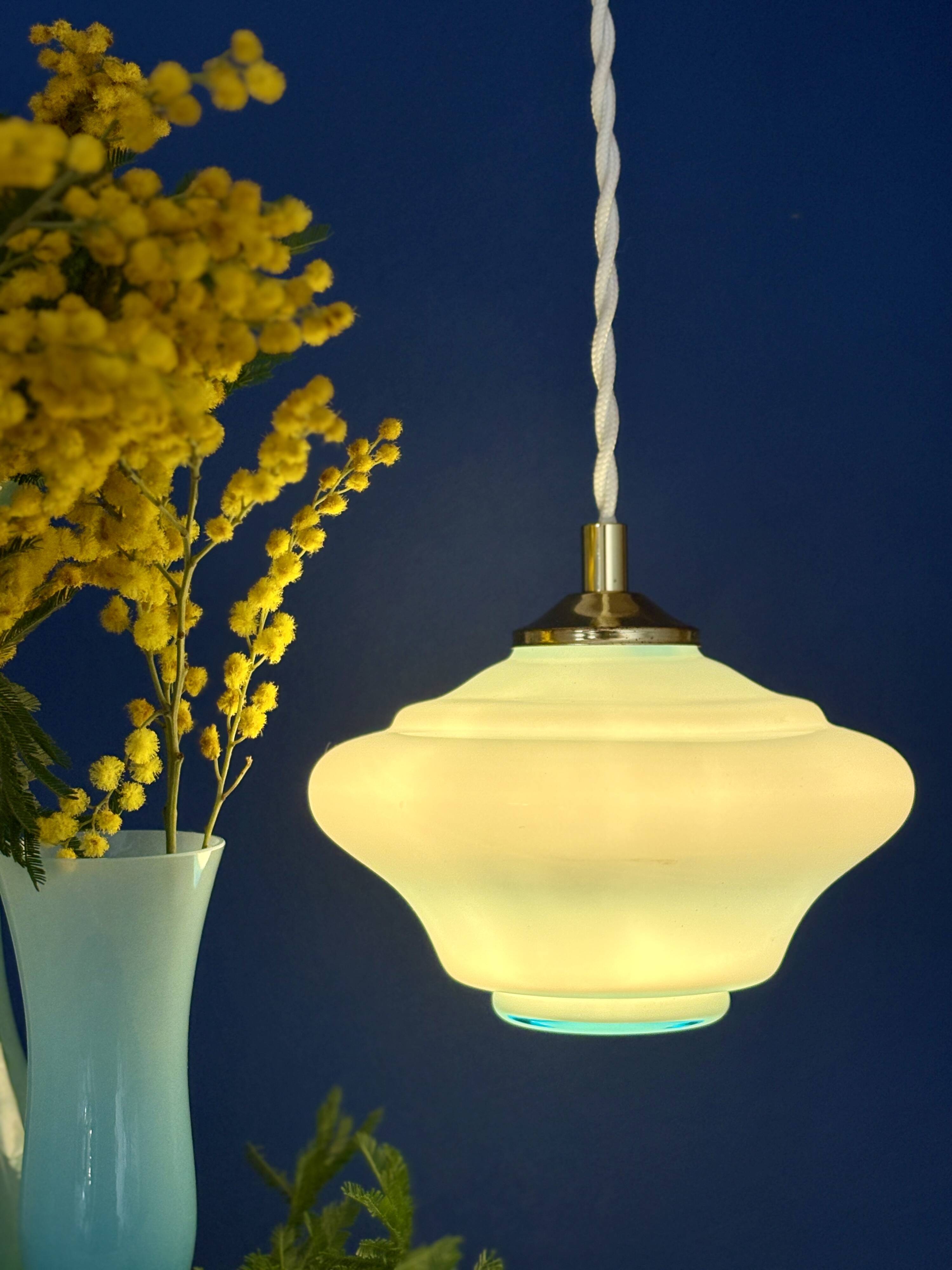 Vintage blue opaline suspension globe