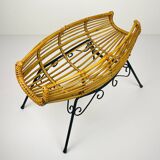Magazine rack or vintage rattan stand, Italy, 1960s