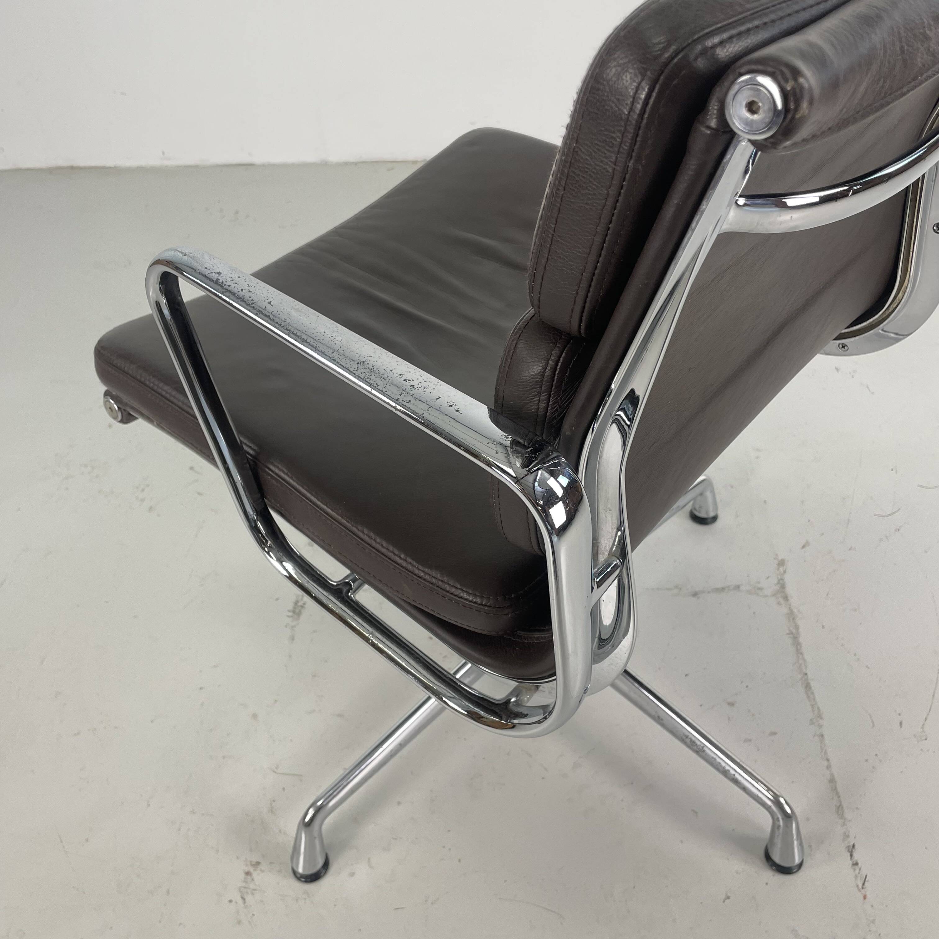 Eames brown leather EA 208 Soft Pad Group chair made by Vitra for Herman Miller