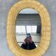 Oval rattan mirror 60s vintage 75 x 55 cm