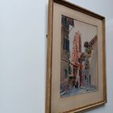 Tableau Aquarelle signée Vue sur la Cathédrale d'Albi