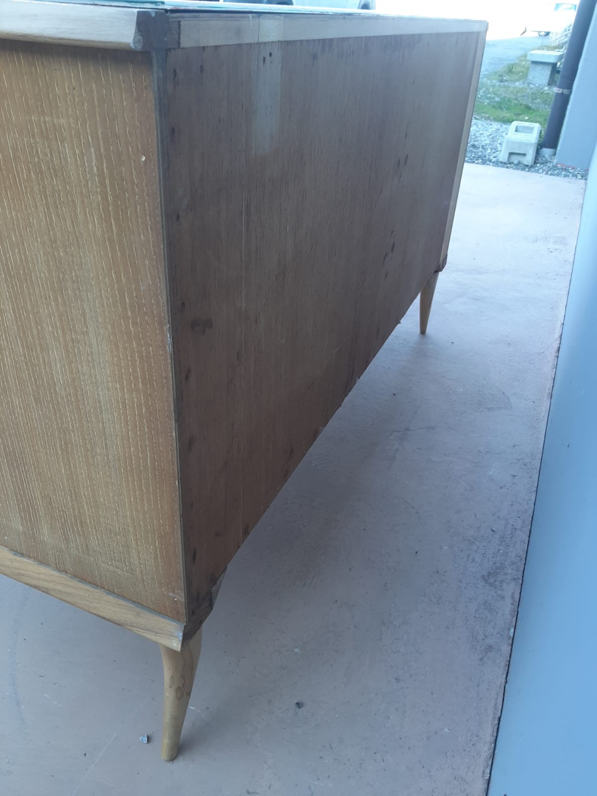 Vintage chest of drawers over glass decorated light oak 60's