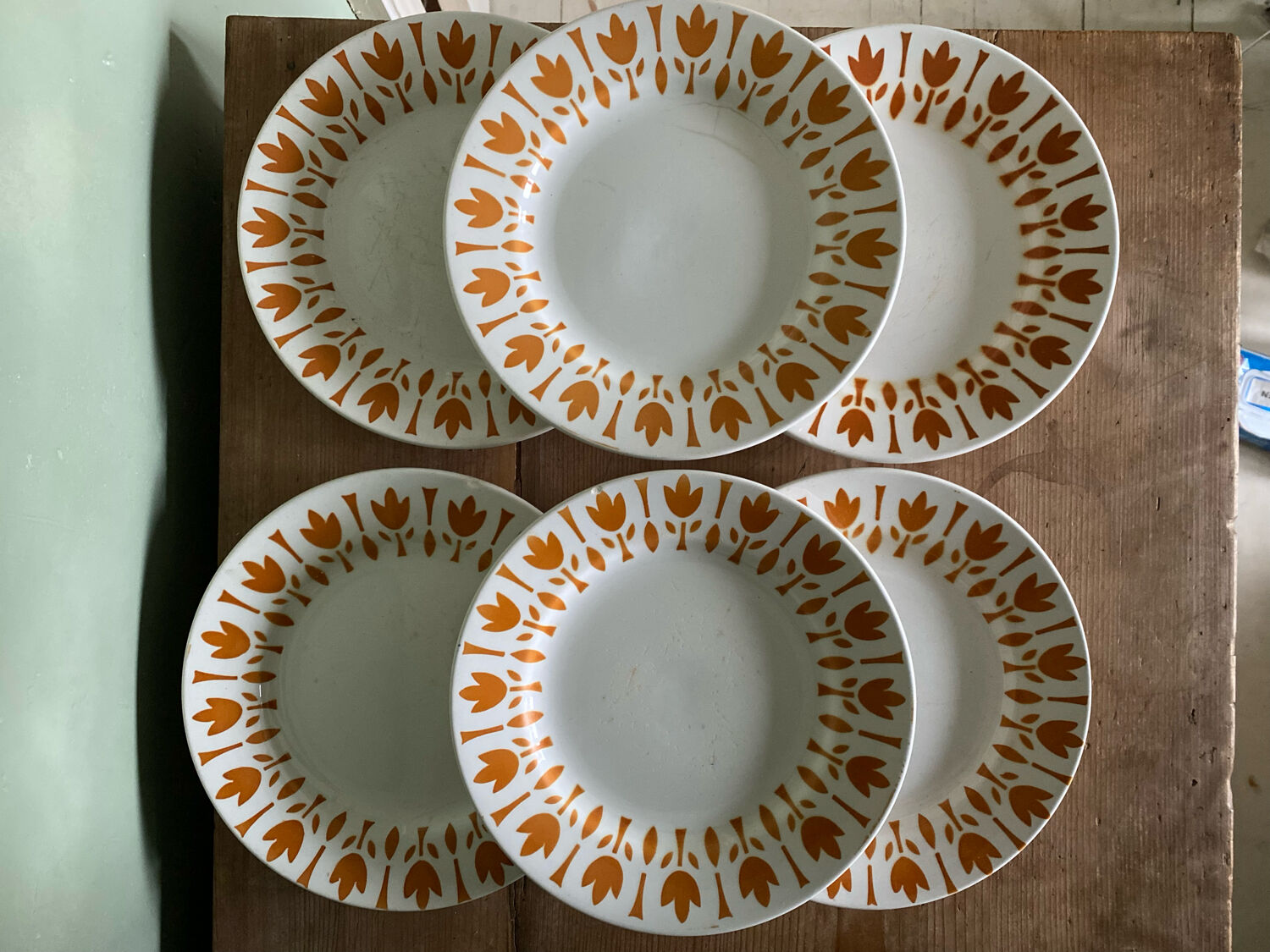 6 assiettes vintage tulipes sarreguemines
