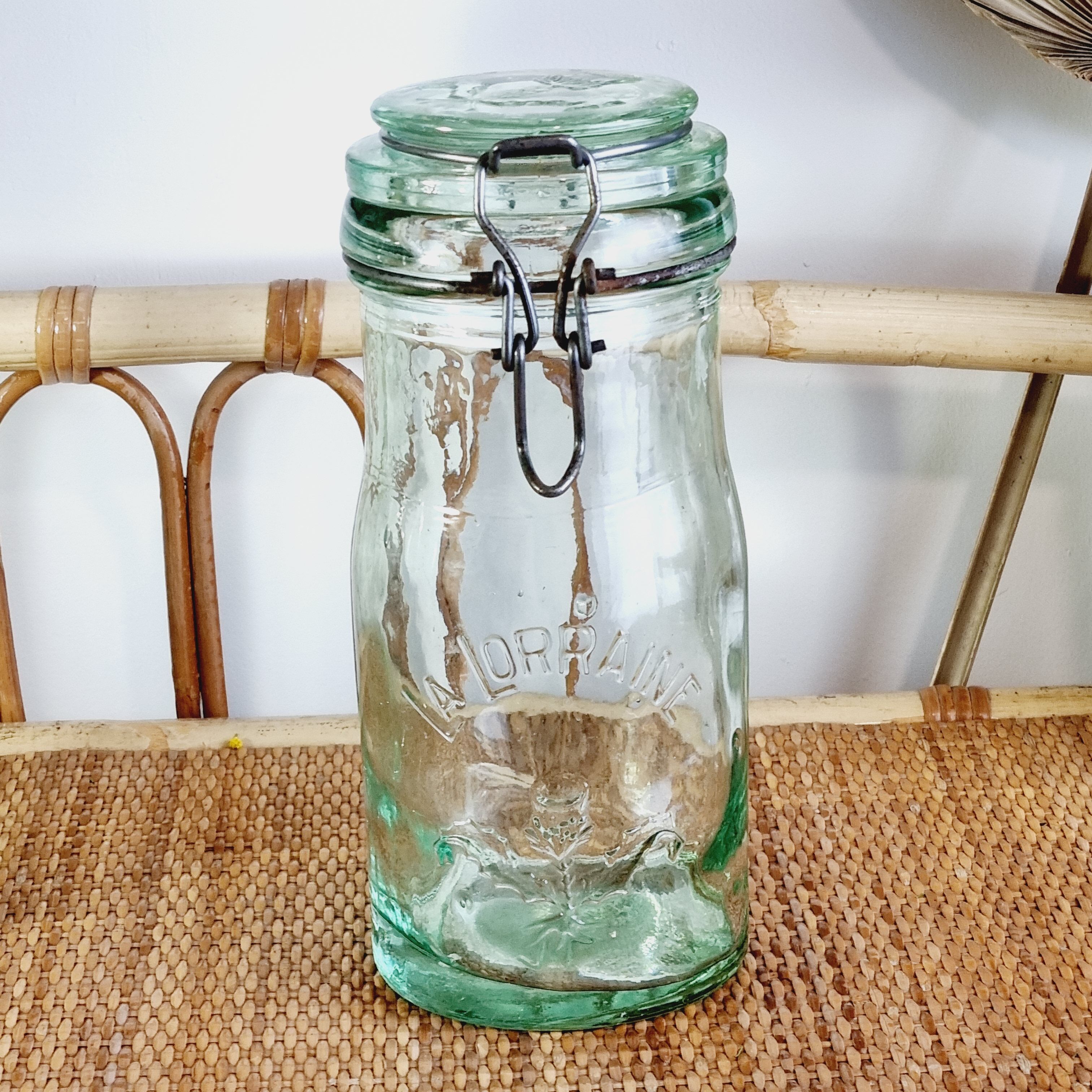 Jar la lorraine in light green glass 1l